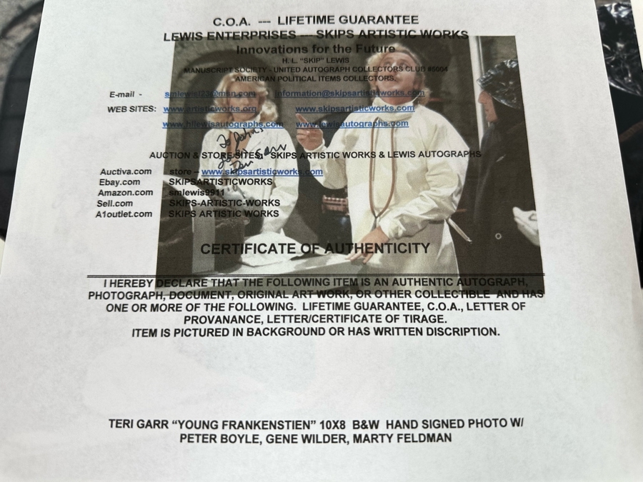 Signed Teri Garr 8 X 10 Photograph From The Movie 'Young Frankenstein' [Photo 9]