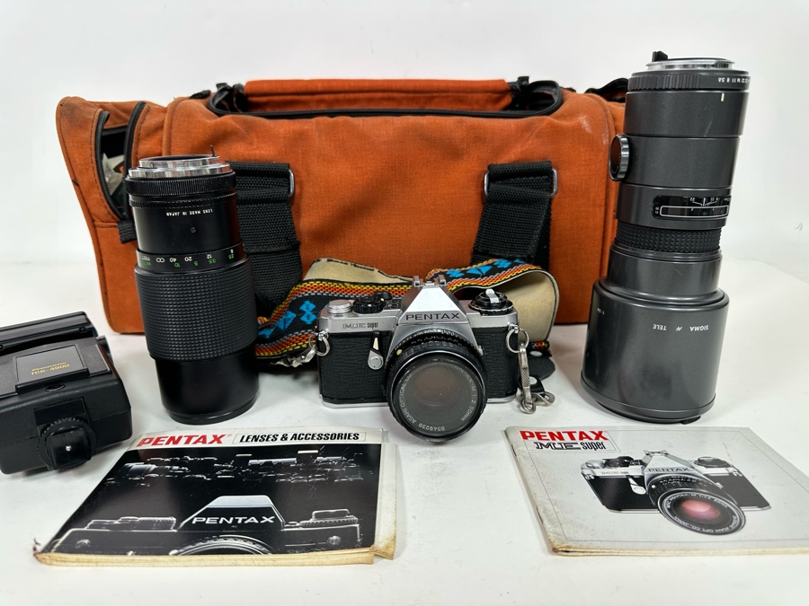 Pentax ME Super Film Camera With Three Lenses Including A Sigma Tele Lens And A Macro Lens With Camera Bag [Photo 4]