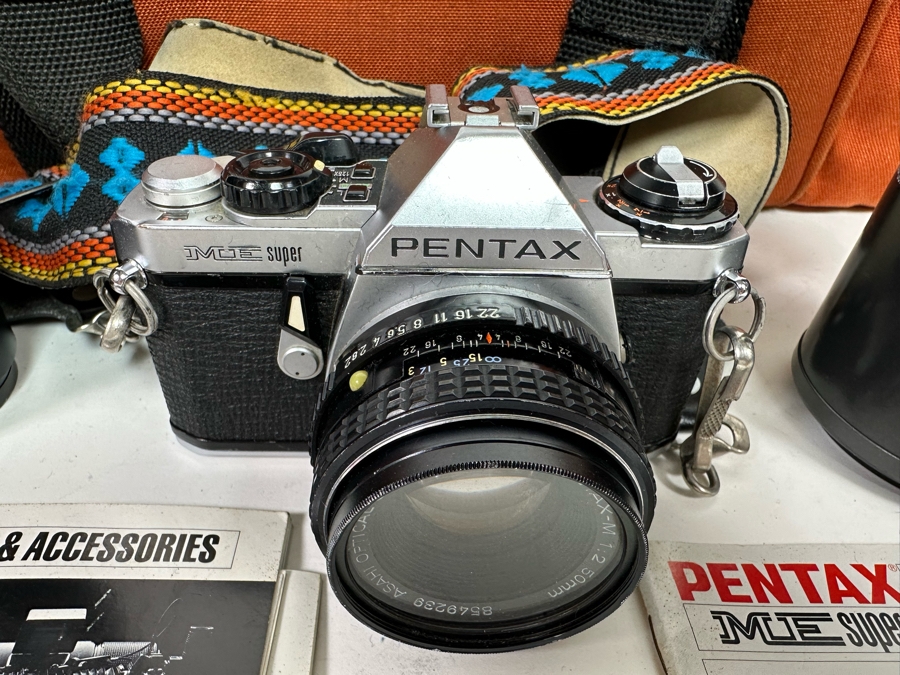 Pentax ME Super Film Camera With Three Lenses Including A Sigma Tele Lens And A Macro Lens With Camera Bag [Photo 6]