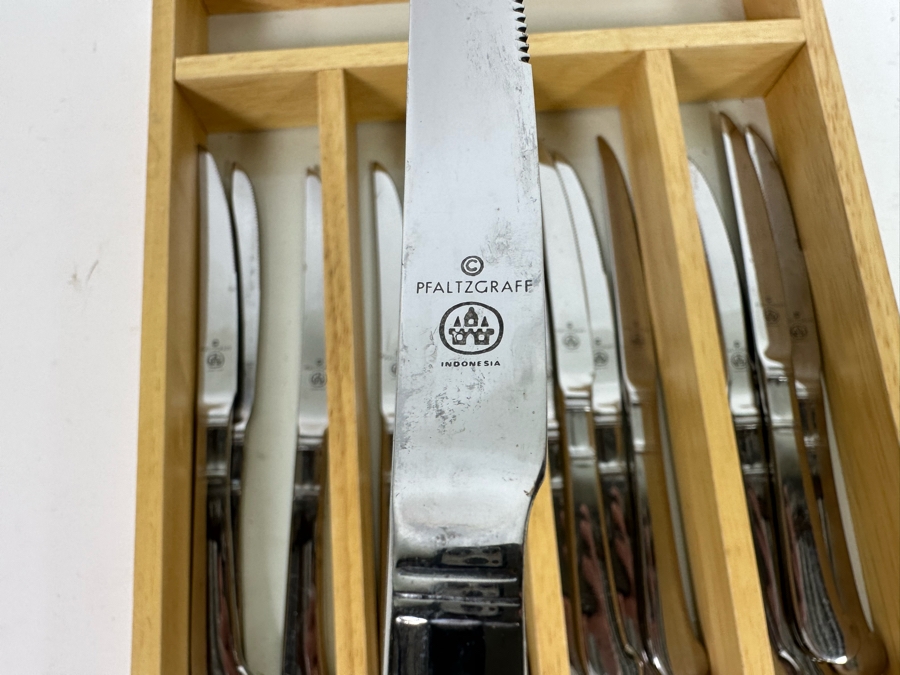 Pfaltzgraff Steak Knives Set Of 16 With Wooden Storage Tray [Photo 8]