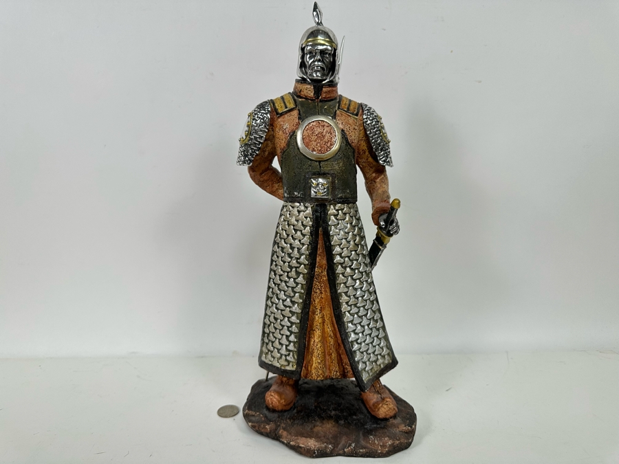 Decorative Mongol Warrior Figure Cast In Cold Resin 17H [Photo 2]