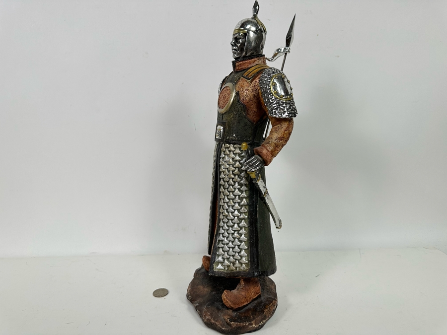Decorative Mongol Warrior Figure Cast In Cold Resin 17H [Photo 6]