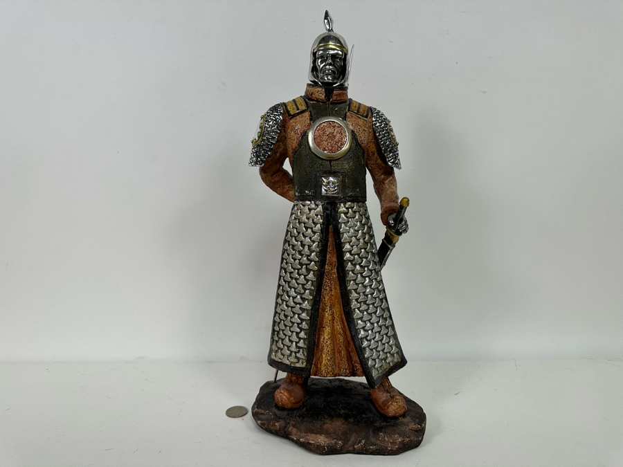 Decorative Mongol Warrior Figure Cast In Cold Resin 17H [Photo 3]