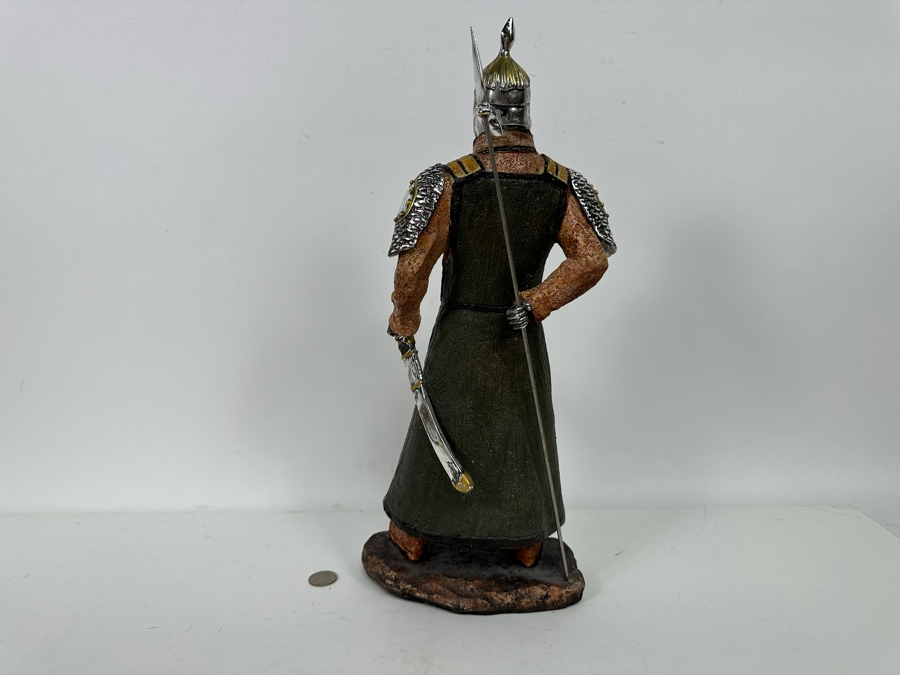 Decorative Mongol Warrior Figure Cast In Cold Resin 17H [Photo 7]