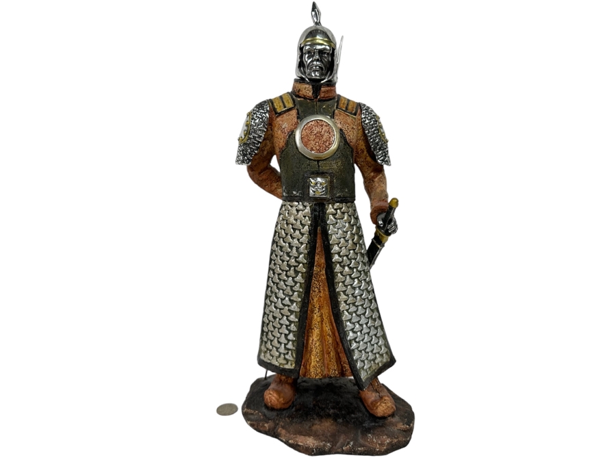 Decorative Mongol Warrior Figure Cast In Cold Resin 17H [Photo 1]