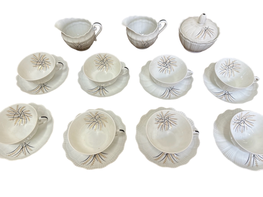 Limoges France Marin Paris, Set Of Eight Cups And Saucers Plus Pair Of Creamers And Sugar Bowl [Photo 2]