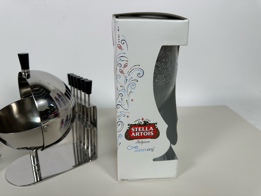 Modernist Design Barware Plus Pair Of New Stella Artois Footed Glasses [Photo 9]