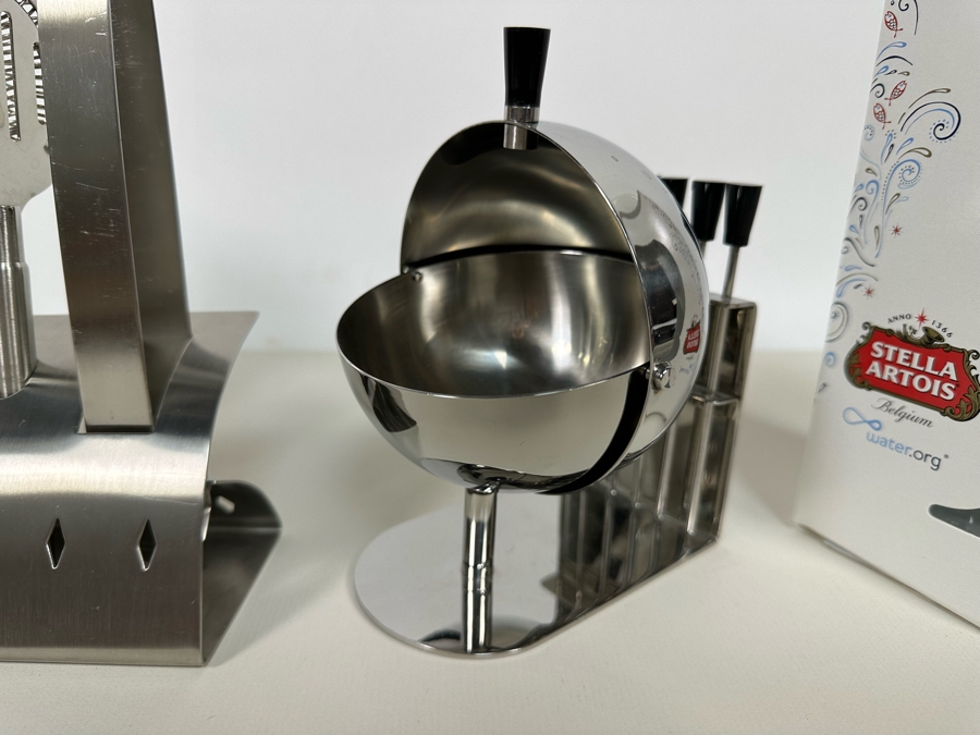 Modernist Design Barware Plus Pair Of New Stella Artois Footed Glasses [Photo 4]