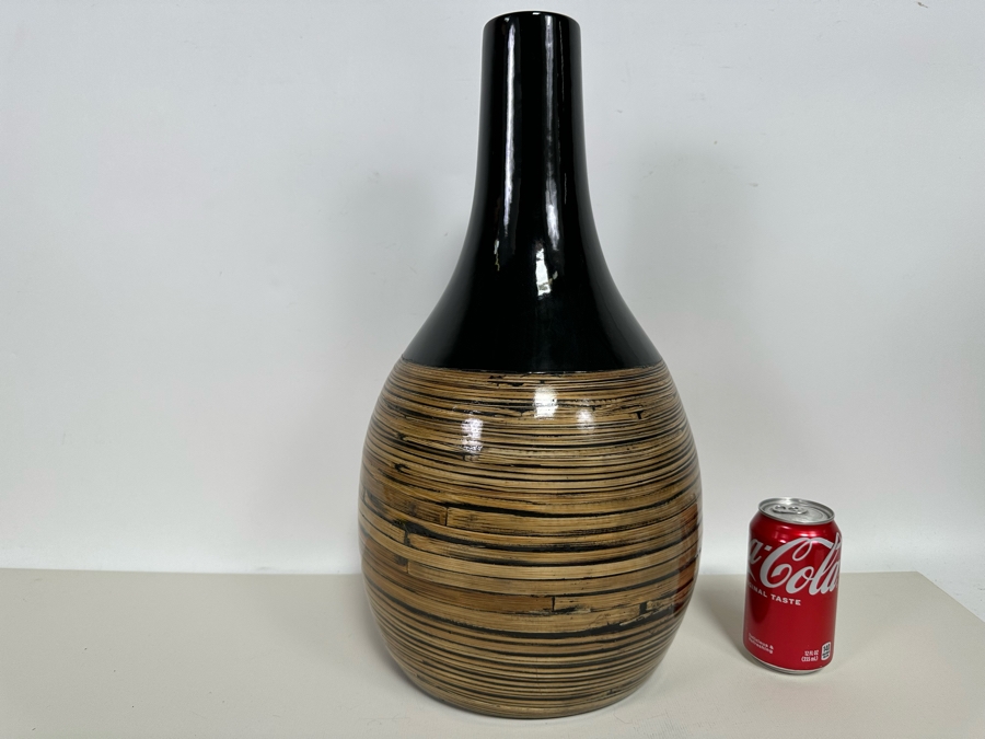 Large Inlaid Bamboo Vase 19H [Photo 3]