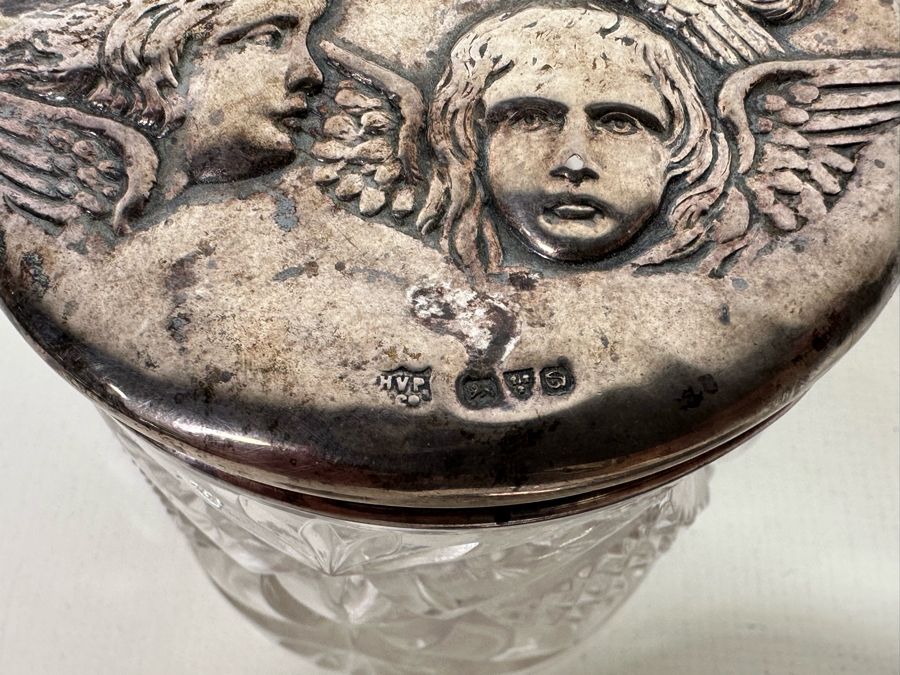 Antique English Hallmarked Sterling Silver Repousse Cherub Dresser Jars [Photo 10]