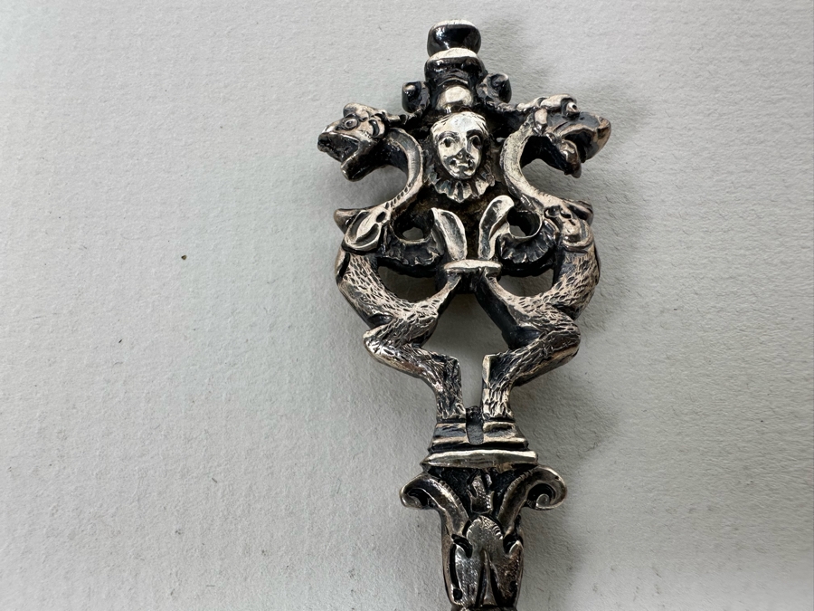 Antique Sterling Silver English Hallmarked Repousse Serving Spoon G&S Goldsmiths & Silversmiths Co Ltd 76.2g [Photo 12]