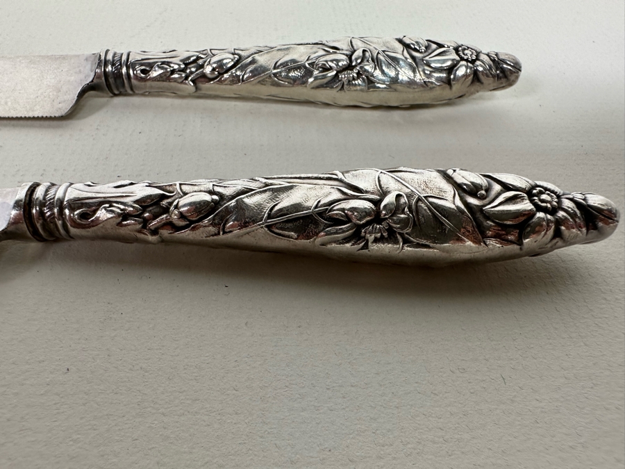 Pair Of Sterling Silver Handle Greenleaf & Crosby Co Florida Cheese Knives [Photo 5]