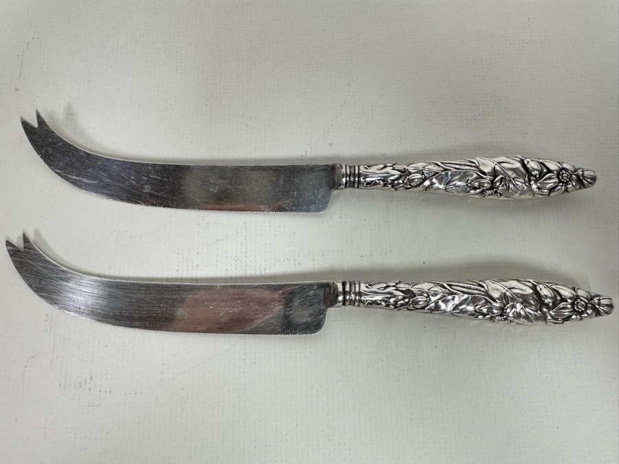 Pair Of Sterling Silver Handle Greenleaf & Crosby Co Florida Cheese Knives [Photo 3]