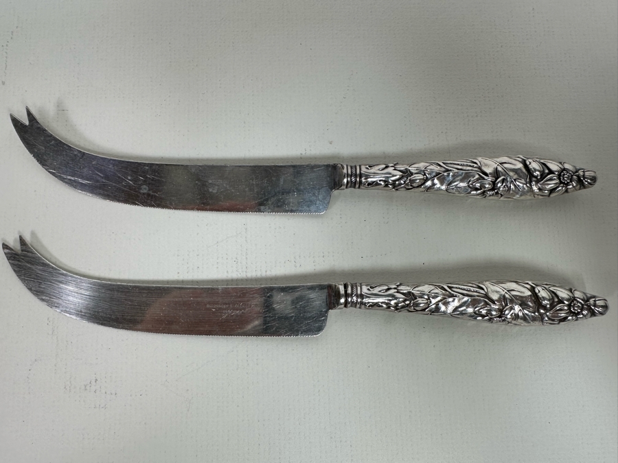 Pair Of Sterling Silver Handle Greenleaf & Crosby Co Florida Cheese Knives [Photo 2]