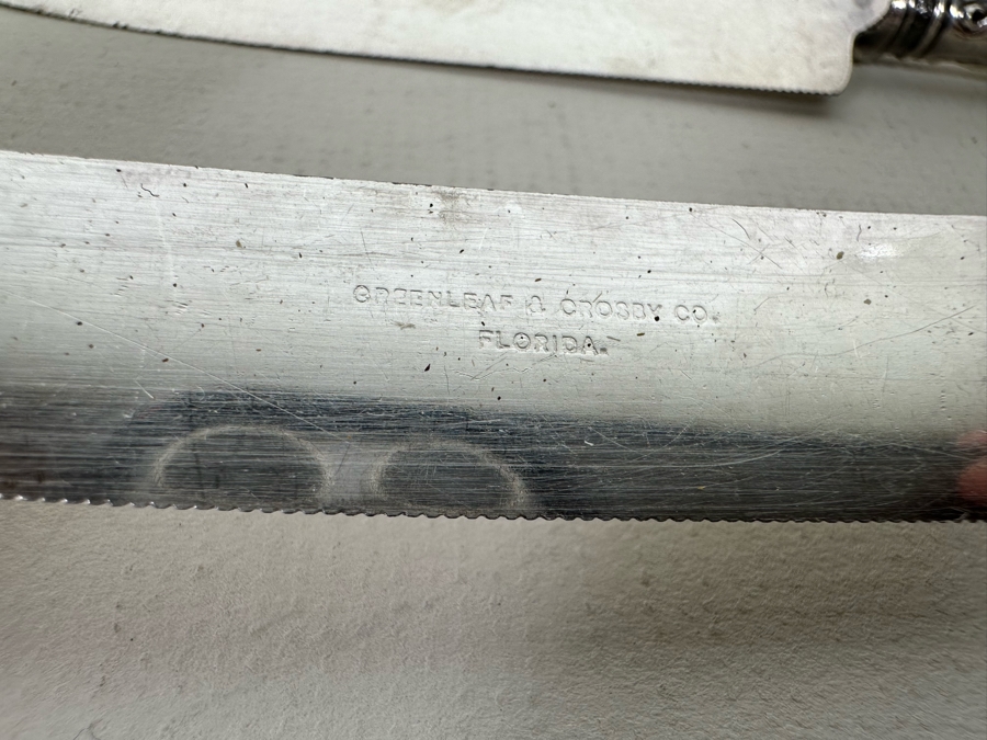 Pair Of Sterling Silver Handle Greenleaf & Crosby Co Florida Cheese Knives [Photo 8]