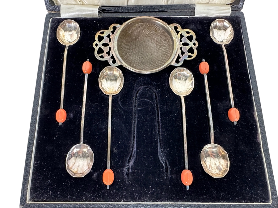 Vintage English Silverplate Tea Coffee Spoons Set With Presentation Box