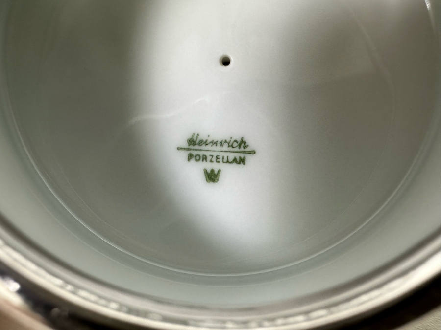 Heinrich Silverplate Over Porcelain Teapot 10W X 4.5H With Sugar And Creamer [Photo 10]