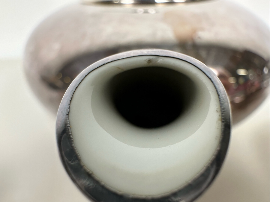 Heinrich Silverplate Over Porcelain Teapot 10W X 4.5H With Sugar And Creamer [Photo 14]