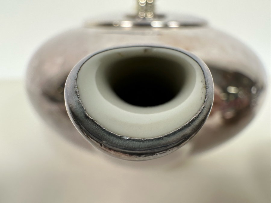 Heinrich Silverplate Over Porcelain Teapot 10W X 4.5H With Sugar And Creamer [Photo 13]