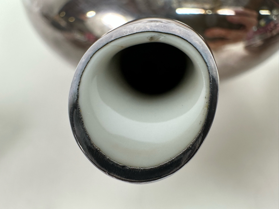 Heinrich Silverplate Over Porcelain Teapot 10W X 4.5H With Sugar And Creamer [Photo 12]