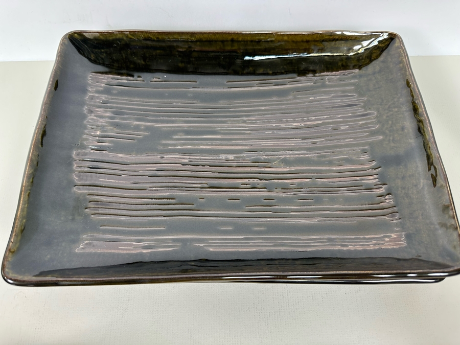 Pair Of Gump's Glazed Pottery Bowls 7W And Set Of Four Glazed Serving Trays 11 X 8  [Photo 8]