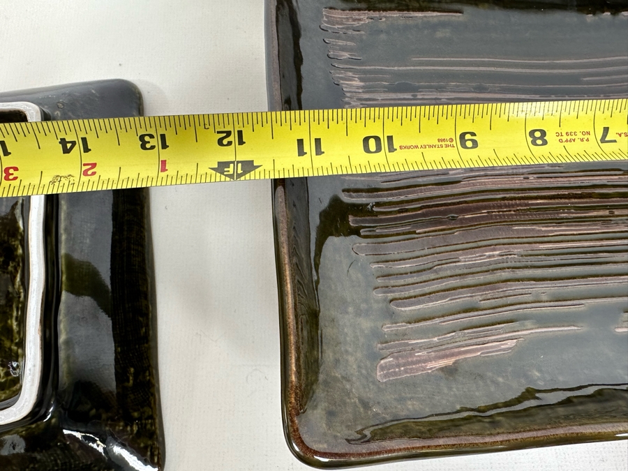 Pair Of Gump's Glazed Pottery Bowls 7W And Set Of Four Glazed Serving Trays 11 X 8  [Photo 11]