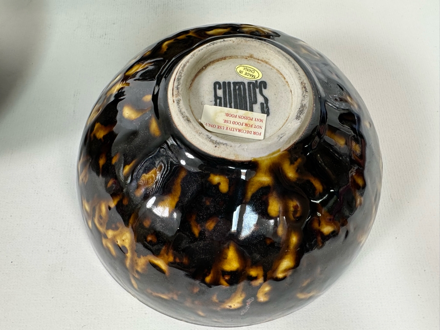 Pair Of Gump's Glazed Pottery Bowls 7W And Set Of Four Glazed Serving Trays 11 X 8  [Photo 5]