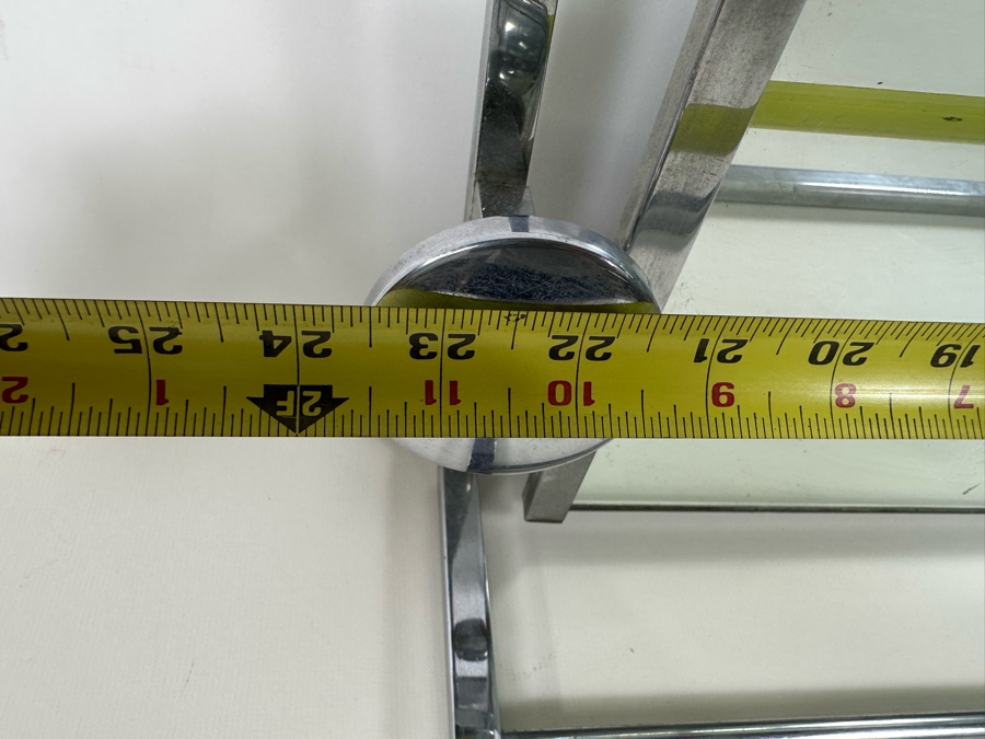 Vintage Art Deco Chrome Wall Coat Rack With Mirror 24W X 10D X 11.5H [Photo 9]