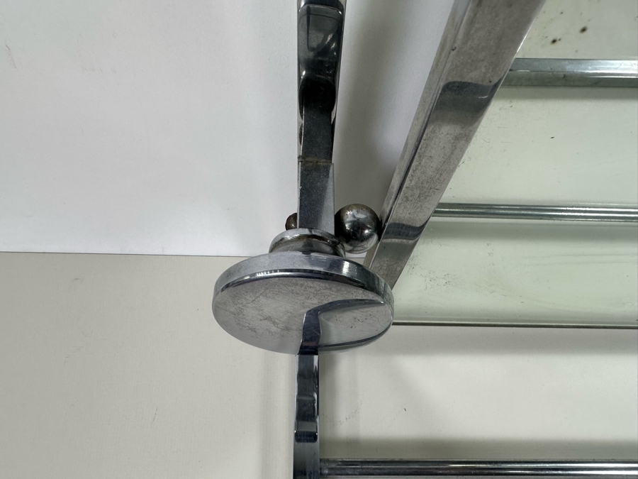 Vintage Art Deco Chrome Wall Coat Rack With Mirror 24W X 10D X 11.5H [Photo 8]