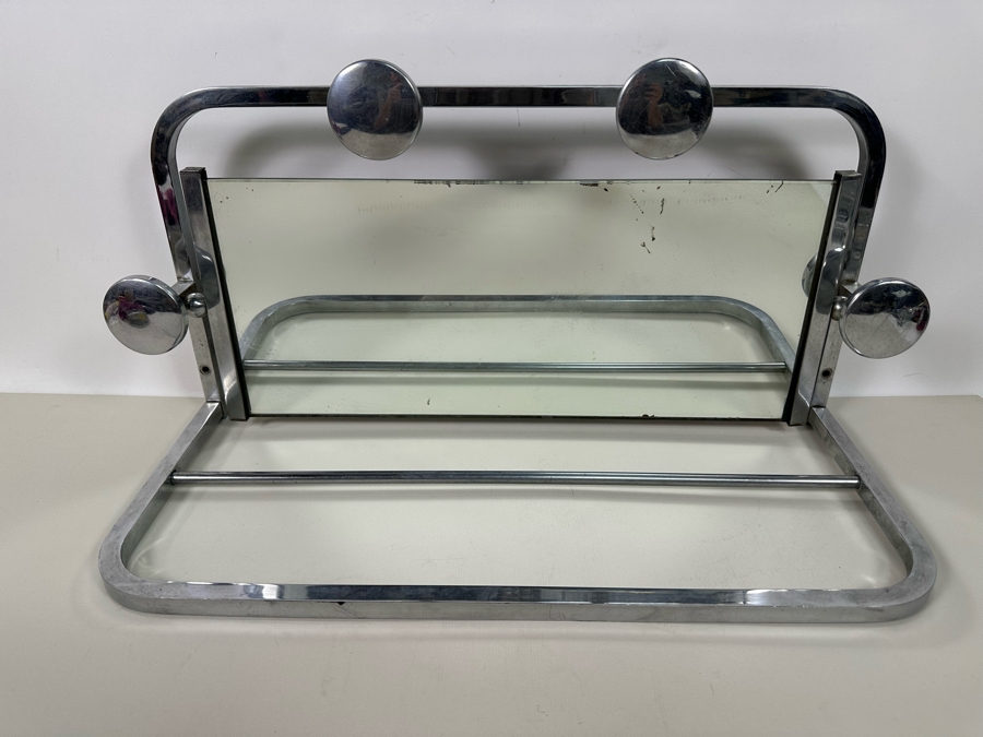 Vintage Art Deco Chrome Wall Coat Rack With Mirror 24W X 10D X 11.5H [Photo 4]