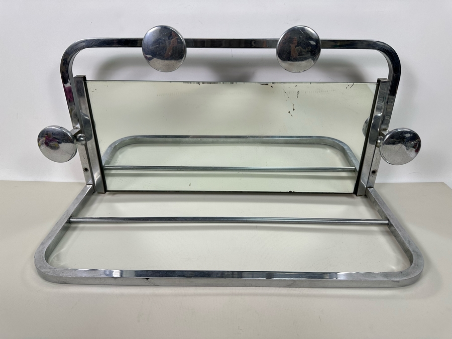 Vintage Art Deco Chrome Wall Coat Rack With Mirror 24W X 10D X 11.5H [Photo 5]