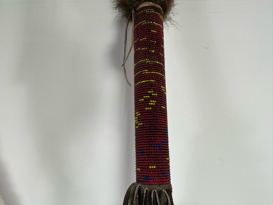 Vintage Native American Beaded Coup Stick - See Photos For Details 80'L [Photo 11]