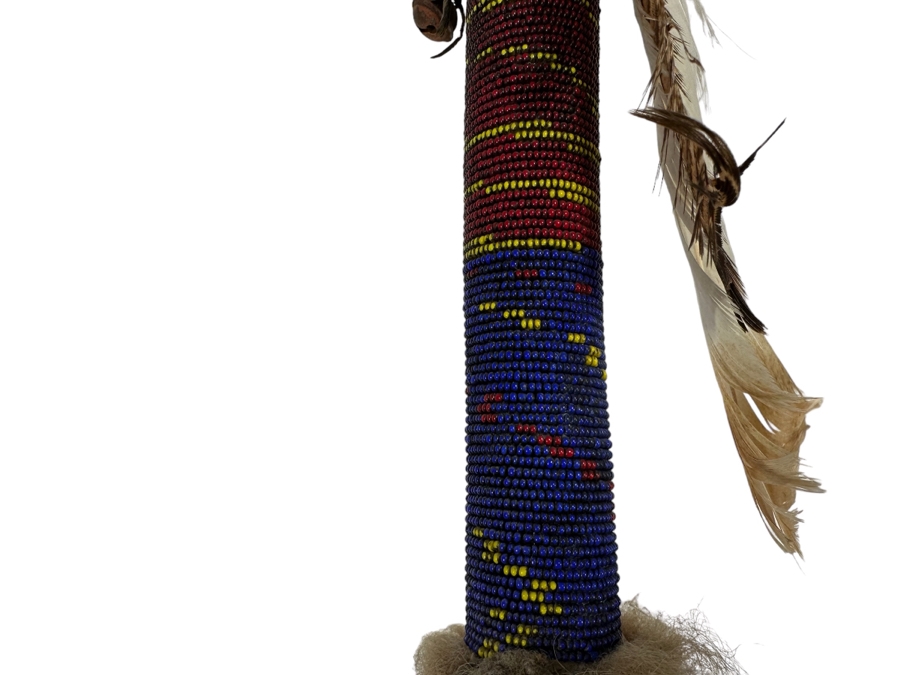 Vintage Native American Beaded Coup Stick - See Photos For Details 80'L [Photo 5]