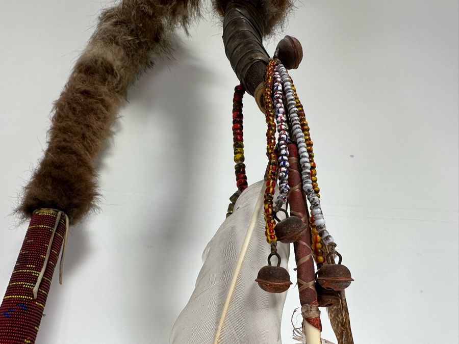 Vintage Native American Beaded Coup Stick - See Photos For Details 80'L [Photo 20]