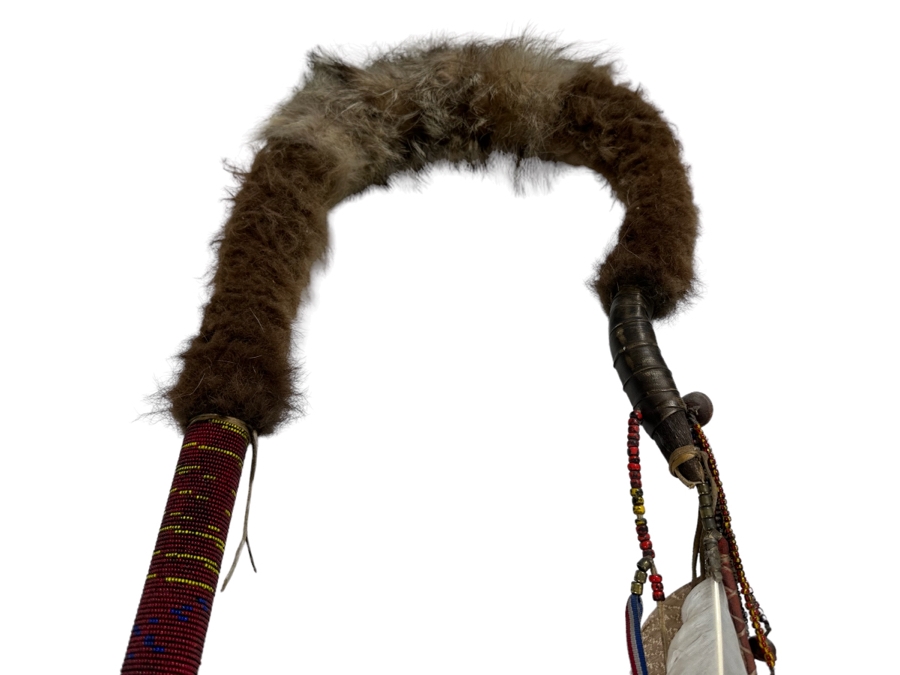 Vintage Native American Beaded Coup Stick - See Photos For Details 80'L [Photo 3]