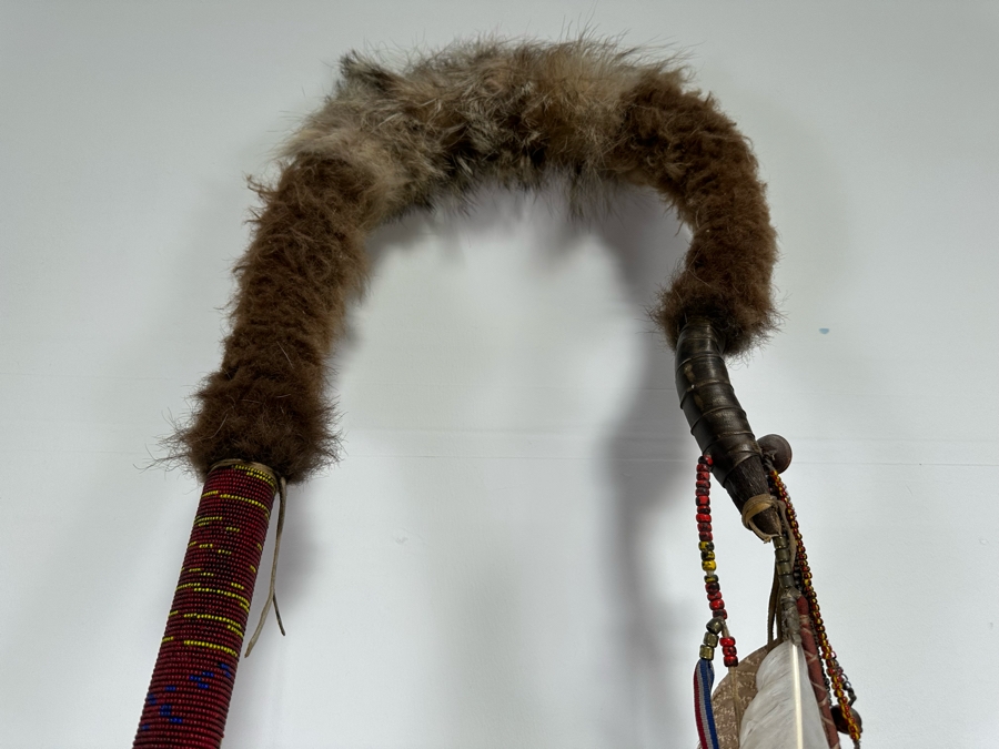 Vintage Native American Beaded Coup Stick - See Photos For Details 80'L [Photo 21]