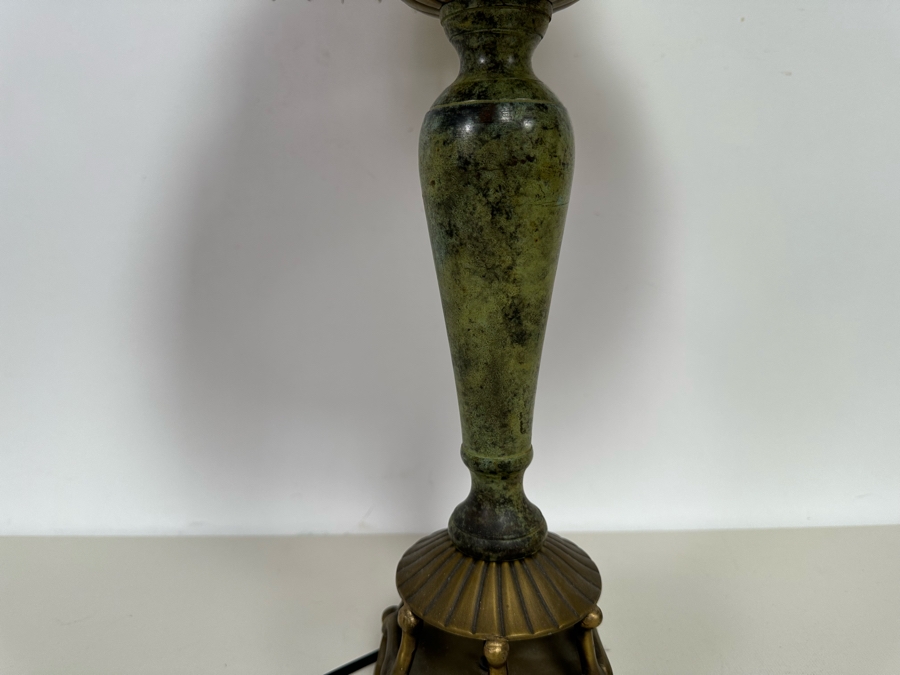 Vintage Metal Table Lamp With Embroidered Shade 29H [Photo 10]