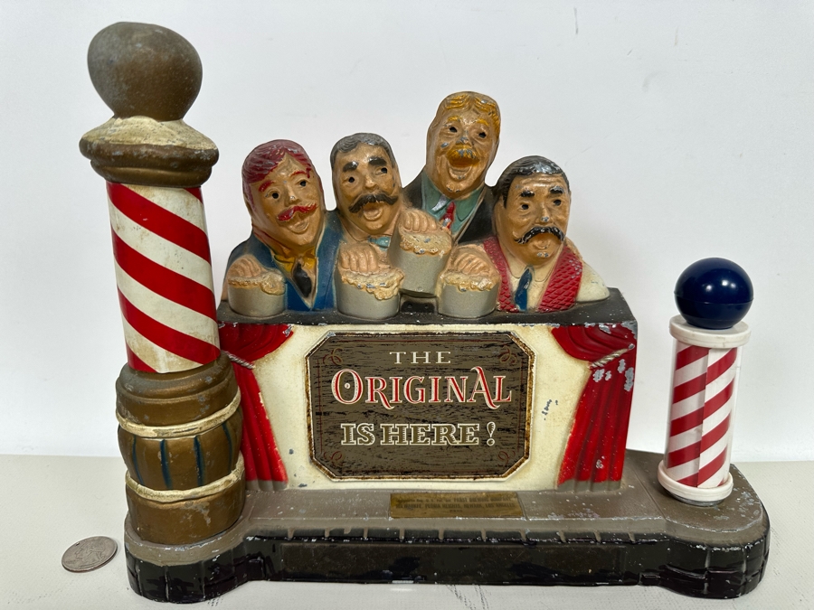 Vintage Mid-Century Pabst Blue Ribbon Beer Back Bar Barbershop Quartet Statue Right Pole Has Been Replaced With Plastic Pole 11.5W X 3.5D X 9H [Photo 3]