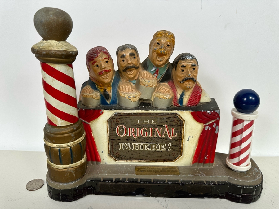 Vintage Mid-Century Pabst Blue Ribbon Beer Back Bar Barbershop Quartet Statue Right Pole Has Been Replaced With Plastic Pole 11.5W X 3.5D X 9H [Photo 2]