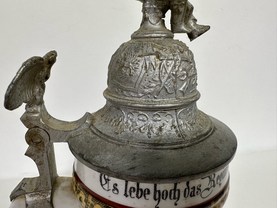 Antique 1899-1901 Regimental Beer Stein Of The Imperial German Army Infantry With Lithophane Bottom 10.5H - See Photos [Photo 34]