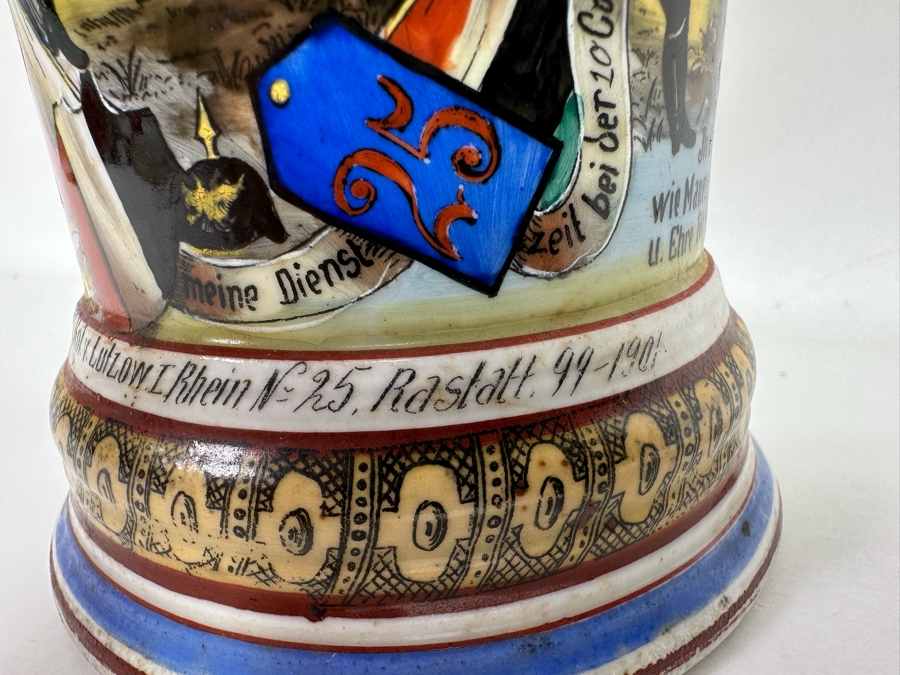 Antique 1899-1901 Regimental Beer Stein Of The Imperial German Army Infantry With Lithophane Bottom 10.5H - See Photos [Photo 23]