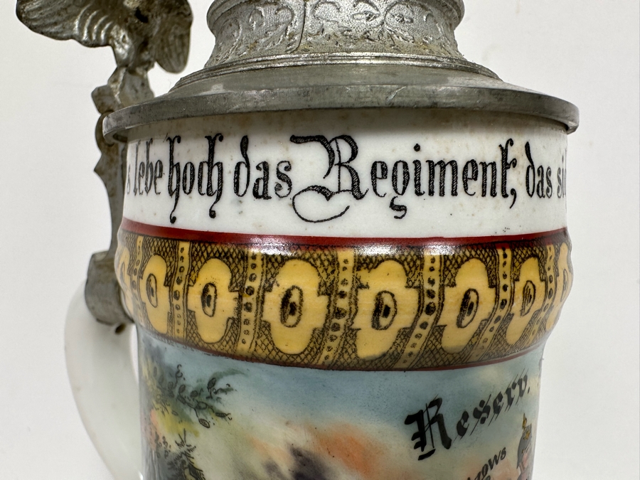 Antique 1899-1901 Regimental Beer Stein Of The Imperial German Army Infantry With Lithophane Bottom 10.5H - See Photos [Photo 17]