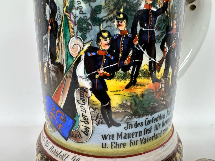 Antique 1899-1901 Regimental Beer Stein Of The Imperial German Army Infantry With Lithophane Bottom 10.5H - See Photos [Photo 7]