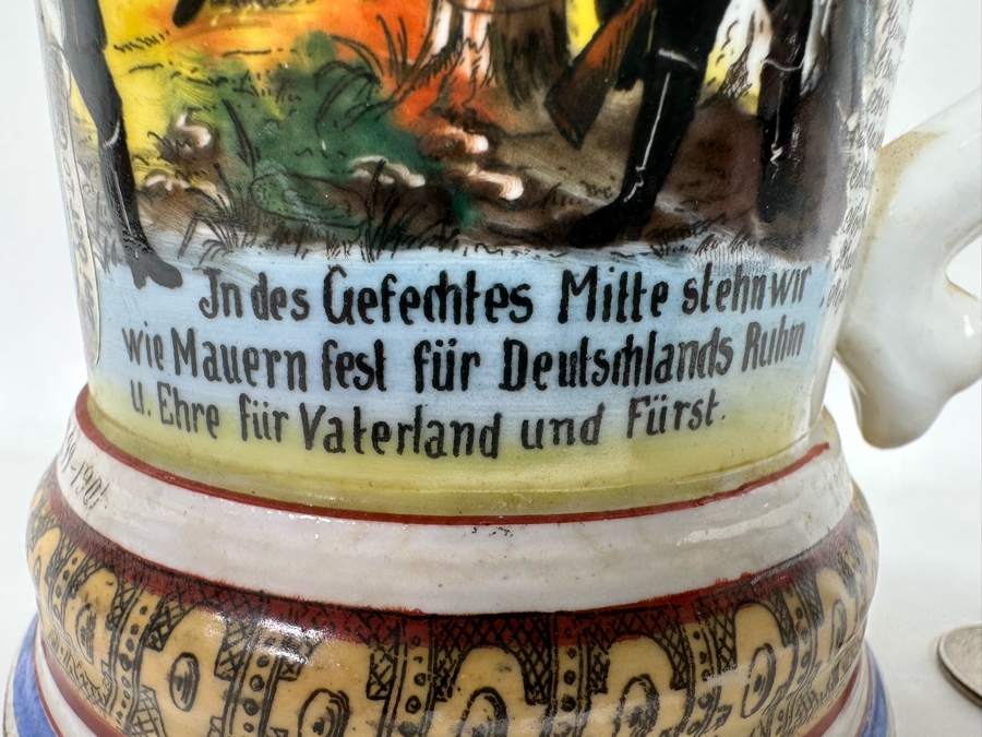Antique 1899-1901 Regimental Beer Stein Of The Imperial German Army Infantry With Lithophane Bottom 10.5H - See Photos [Photo 10]