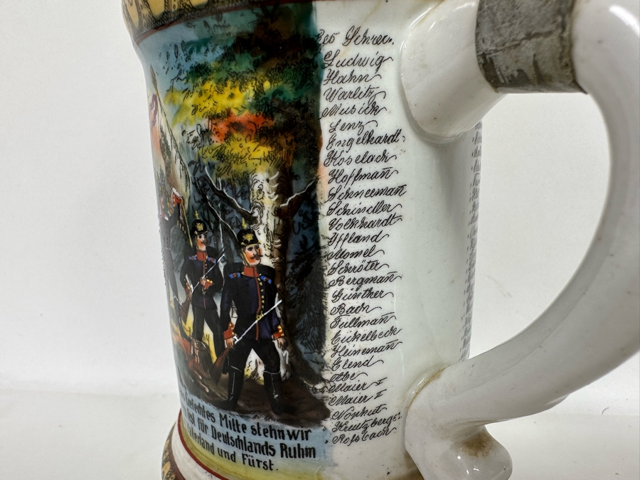 Antique 1899-1901 Regimental Beer Stein Of The Imperial German Army Infantry With Lithophane Bottom 10.5H - See Photos [Photo 11]