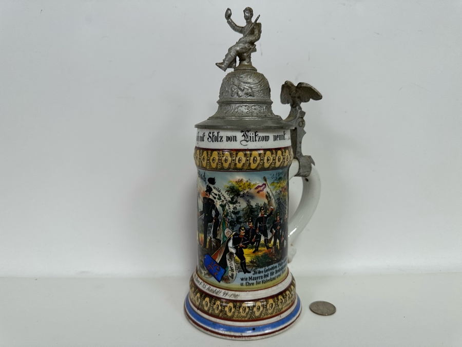 Antique 1899-1901 Regimental Beer Stein Of The Imperial German Army Infantry With Lithophane Bottom 10.5H - See Photos [Photo 5]