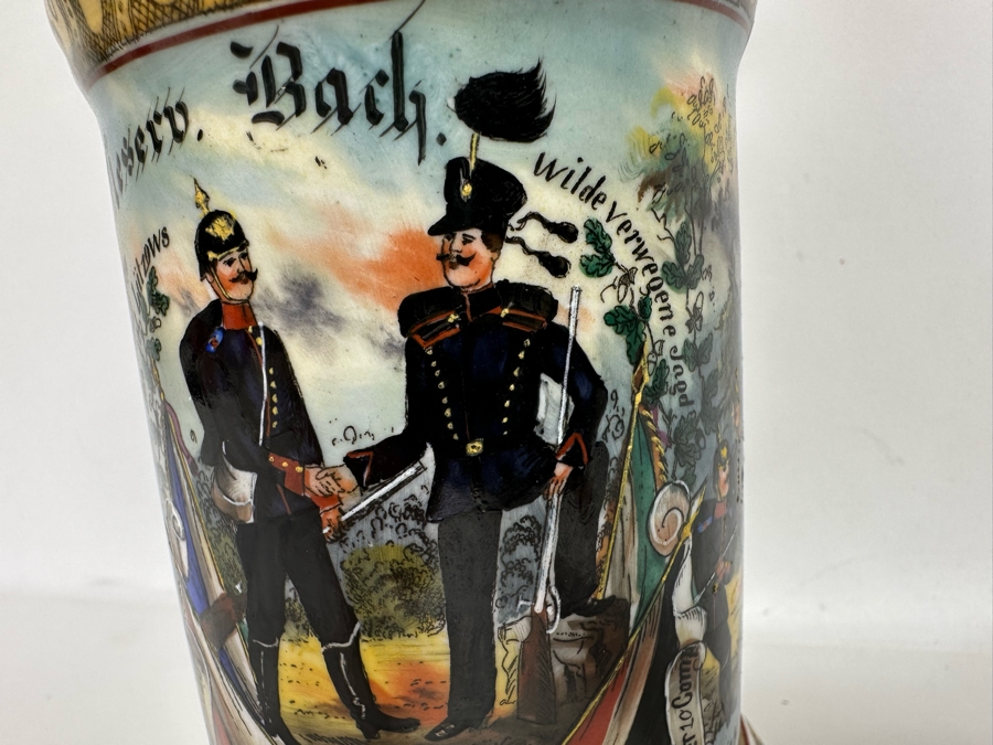 Antique 1899-1901 Regimental Beer Stein Of The Imperial German Army Infantry With Lithophane Bottom 10.5H - See Photos [Photo 20]