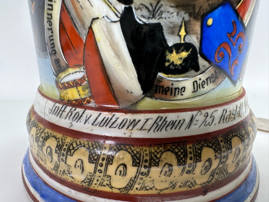 Antique 1899-1901 Regimental Beer Stein Of The Imperial German Army Infantry With Lithophane Bottom 10.5H - See Photos [Photo 21]