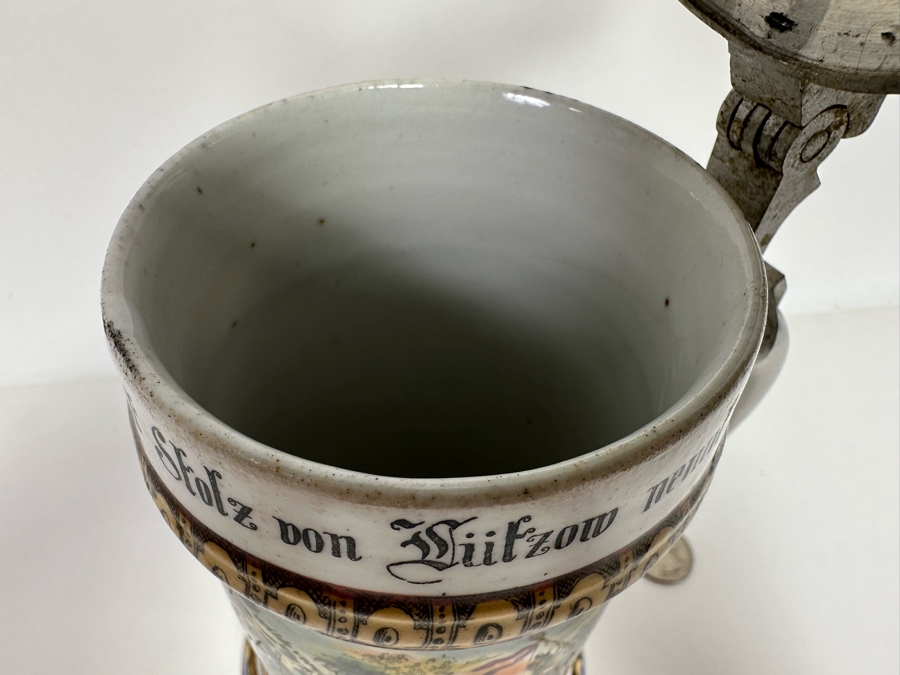 Antique 1899-1901 Regimental Beer Stein Of The Imperial German Army Infantry With Lithophane Bottom 10.5H - See Photos [Photo 30]