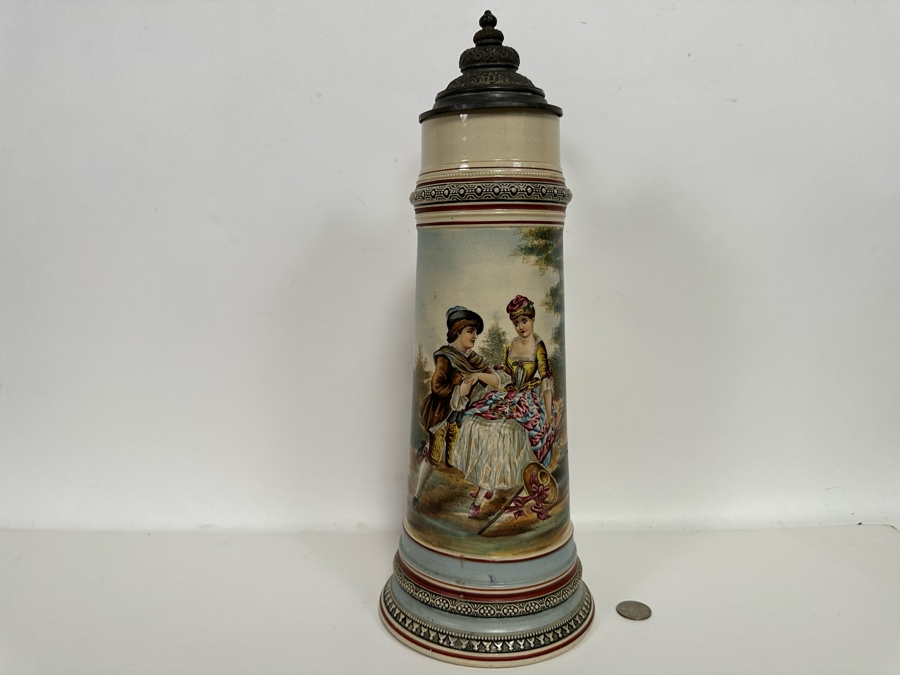 Impressive Tall Hand Painted Antique 1815 Royal Bavarian Beer Stein Nurnberg 16H [Photo 6]